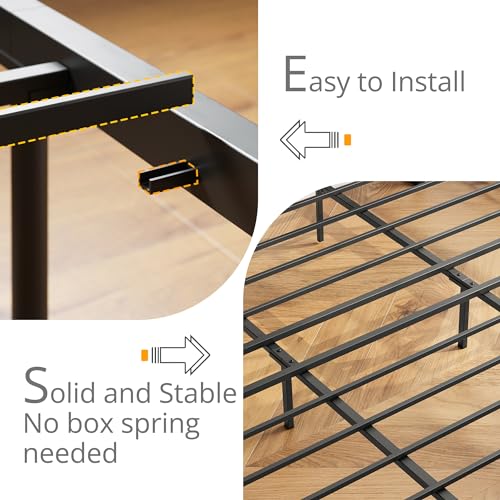 image for LIKIMIO King Bed Frame with Four Storage Drawers, Platform Bed with Ch