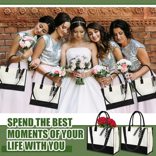 Set 12 Bolsas Tote de Lona para Damas en Negro y Blanco miniatura 6