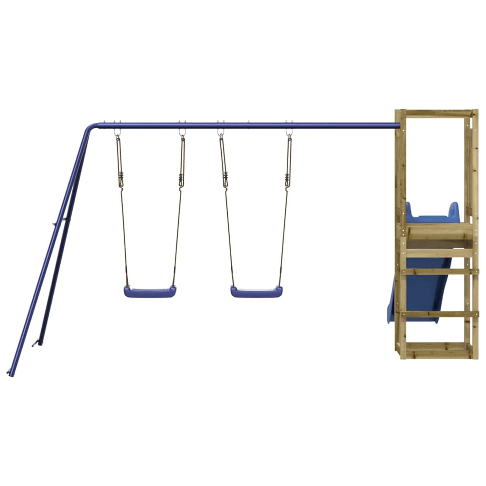Festnight Centro de Juegos Niños con Tobogán/Columpio/Pared de Escalada y Caja de Arena, Casa de Juegos, Casita Infantil Jardín Exterior, Parque Infantil Castillo Madera, Madera Maciza Pino Type 69