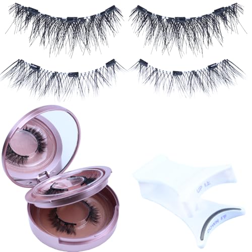 Image of LAUBESS Magnetic Eyelashes with Applicator 2 Pair No Glue Needed Natural Look Magnetic Lashes Easy to Wear and Remove(L06 /L08)