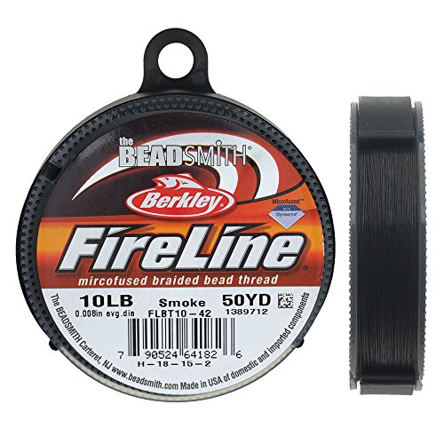The Beadsmith Fireline by Berkley, Micro-Fused Braided Thread, 10lb. Test, 008”/.20mm Diameter, 50 Yard Spool, Smoke Grey