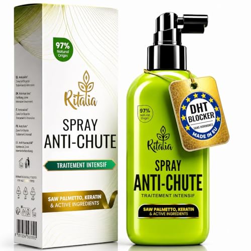 Ritalia | Spray pousse cheveux, lotion 100ml, beige | Saw Palmetto, caféine, kératine, 97% naturel | Renforce, épaissit, favorise la croissance cheveux femme homme