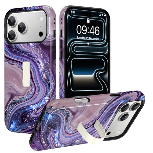 Coque iPhone 17 Pro Max brillante violette effet marbre raffiné