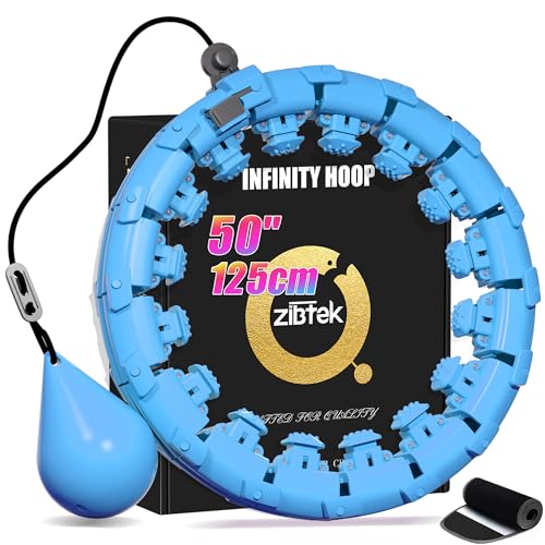 Hula Circle con peso para pérdida de peso de adultos, aro Infinity Fitness de talla grande de 51 pulgadas con cinturón de sudor, incluye 27 eslabones desmontables y entrenador de cintura para mujer