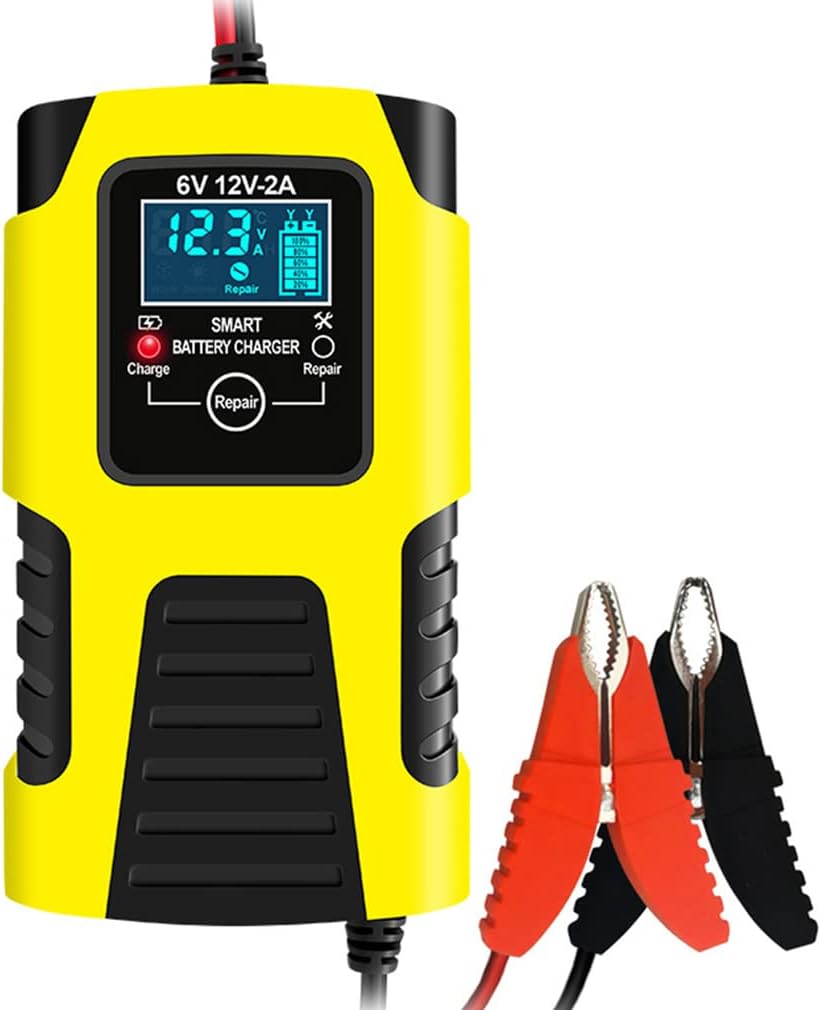 6V 12V Battery Charger Maintainer, 2-Amp Fully Automatic Smart Charger, Portable Trickle Charger,Car Battery Repair and Desulfator for Automotive,Boat,Motorcycle,Lawn Mower,RV,ATV,Toy Car