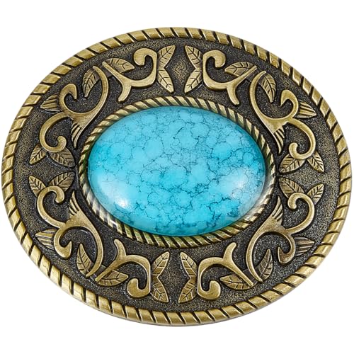 GORGECRAFT Hebilla de Cinturón Turquesa Occidental Medieval Vintage - Accesorio de Cierre Estilo Bohemio - Moda Joyería Punk para Vaquera - Bronce Antiguo