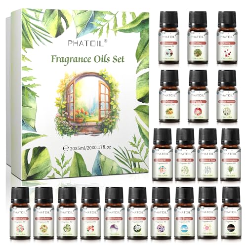 Coconut 20 Pcs Fragrance Oil Set, Premium Fragrance Oil, for Humidifier, DIY Candle & Soap Making Scent, Aromatherapy Diffuser Oils Set (5ML)