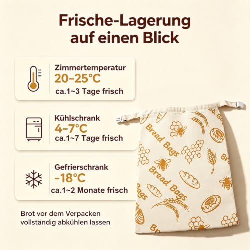 FLYGRRIV Bienenwachs Brotbeutel 2 Stück, Wiederverwendbar für Brot 43×33 cm – Ansicht 2