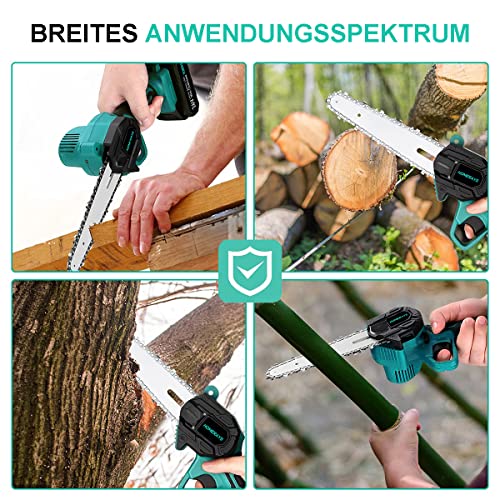 Mini Kettensäge mit Akku, 4-Zoll und 6-Zoll 2-in-1 26v nahtl ose Konvertierung Elektrische Kettensägen-set… – Bild 6