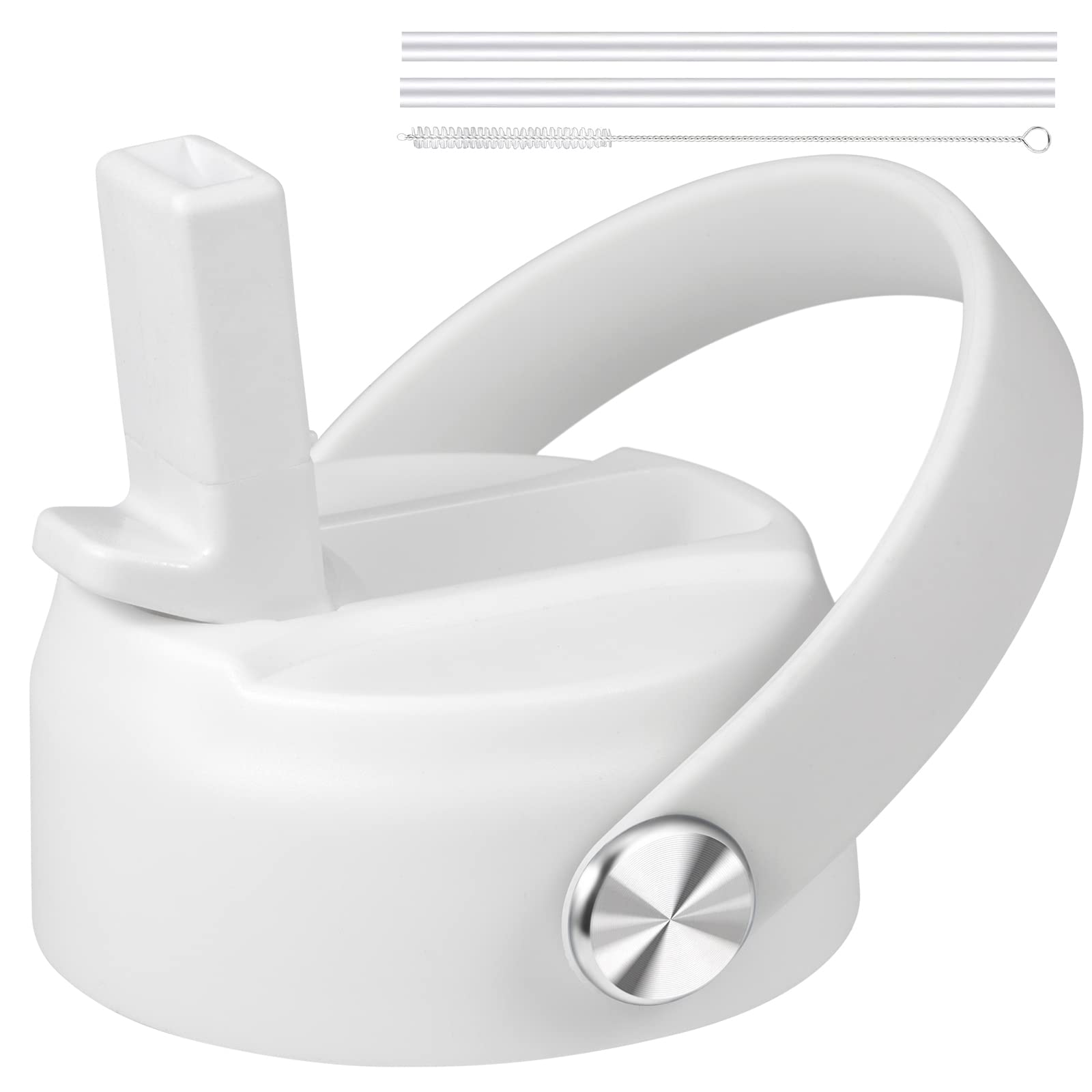 KMN Straw Lid for Hydro Flask Wide Mouth, Lids with Straw for Hydroflask 12 16 18 20 32 40 oz Wide Mouth, Replacement Straw Cap for Hydroflask, Top Sport Bottle Lids Accessories,White