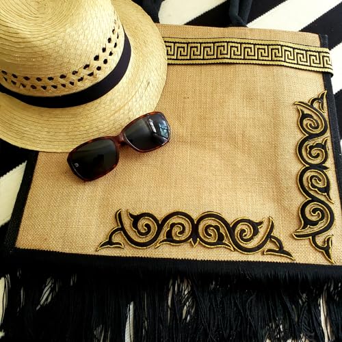 Expo International Pack of 5 Dakota Two Tone Gusset Jute Tote Bag Crafting Essential Totebag, Blue4