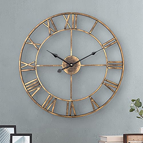 Horloge murale squelette en métal vintage chic de 33,5 cm - 3