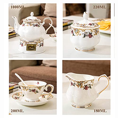 Juego de Tazas de café de cerámica Europea Juego de té de la Tarde Servicio de 6 Tazas de café y platillos Azucarero… - Imagen 8