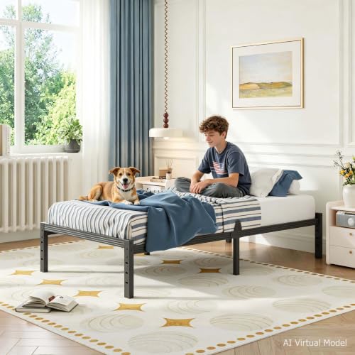 Image of ZIYOO 14 Inch Metal Twin Bed Frame, Mattress Anti-Slip Design | No Box Spring Required, Easy Assembly, Noise-Free, Tools Included, Ideal for Bedrooms, Guest Rooms, Dorms, Hotels & B&Bs