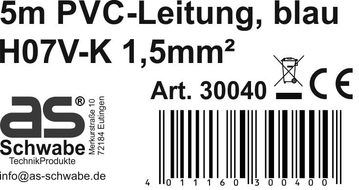 as, Schwabe Connection Cable 5 m, Cable H07V-K 1.5 mm², Fine Stranded Copper Conductor with Plastic Insulation - Image 3