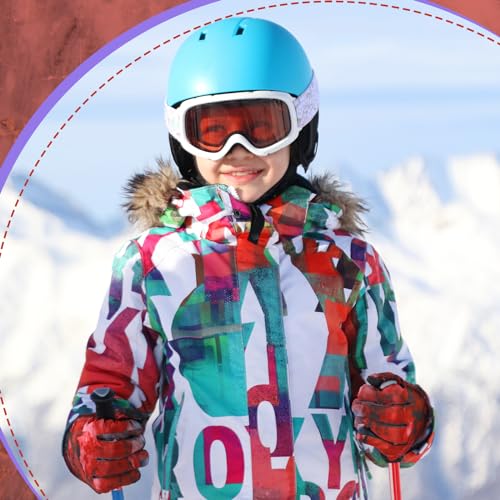 Image of Honoson 2 Pairs Kids Snow Gloves, Winter Waterproof | for Outdoor Snowboard Sledding, Warm Fleece Lining, Windproof, Adjustable Wrist Strap, Youth Cold Weather Ski Glove
