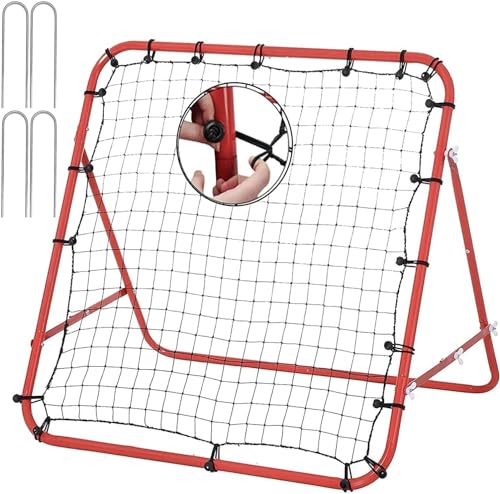Rete da Calcio Rimbalzo Pop Up 62 x 62cm Rete da Calcio Rimbalzo da Allenamento Portatile per Giardino Angolo Regolabile Tubo in Ferro Rete in PE, Obiettivo Calcio Pieghevole Bambini Adolescenti
