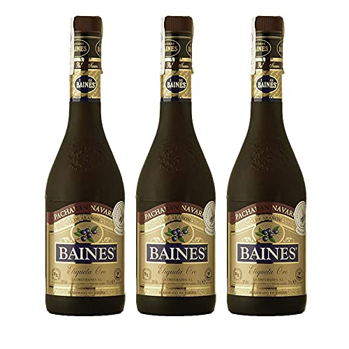 Licor Pacharan Baines Oro de 70 cl - Elaborado en Navarra - Licores Baines (Pack de 3 botellas)