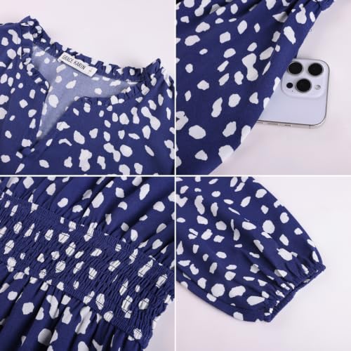Image of GRACE KARIN Women's Floral Maxi Dress 2026 Fall Long Sleeve V Neck Empire Waist A Line Flowy Dress with Pocket