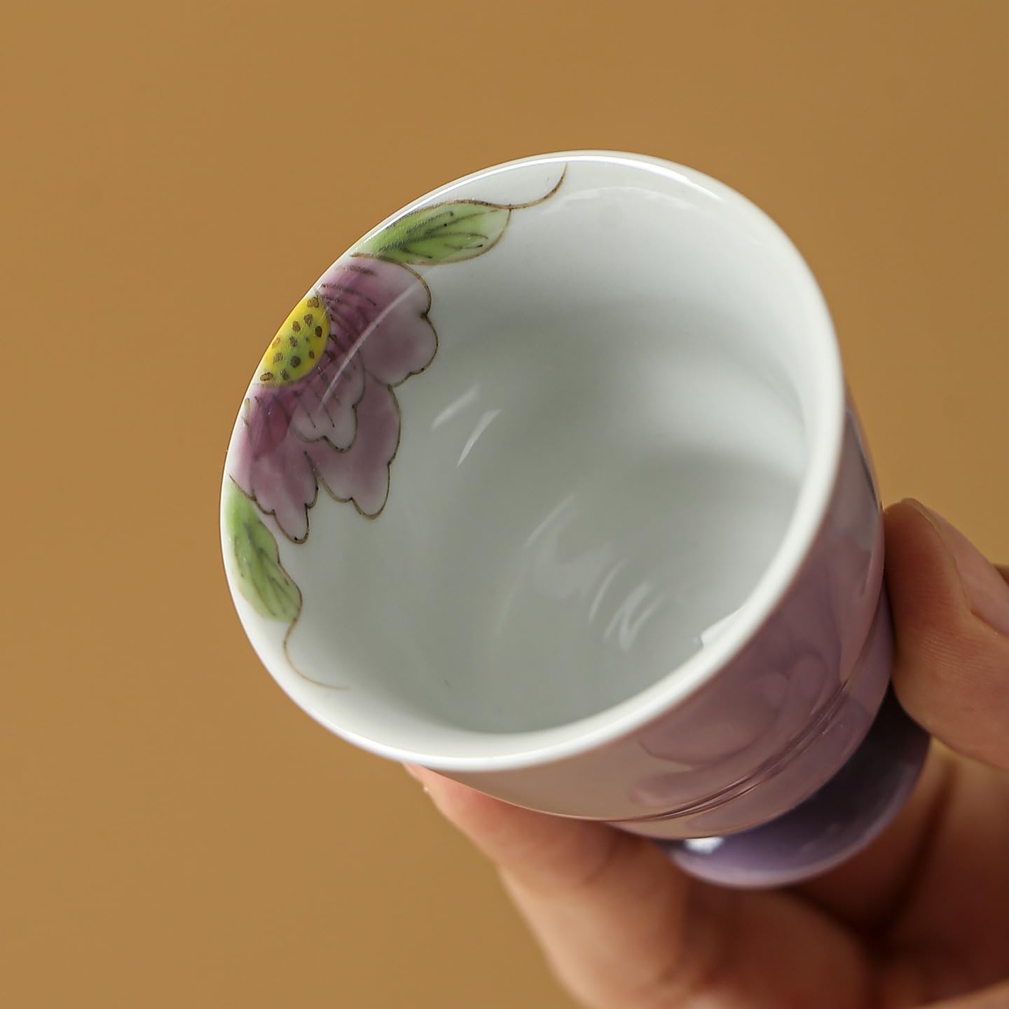 Teetasse, weißes Porzellan, handbemalte Pfingstrosen-Teetasse, Kung-Fu-Tee-Set, Haushalt, kleine, Teestube, Trinktee, einzelne Tasse, Einweichbehälter