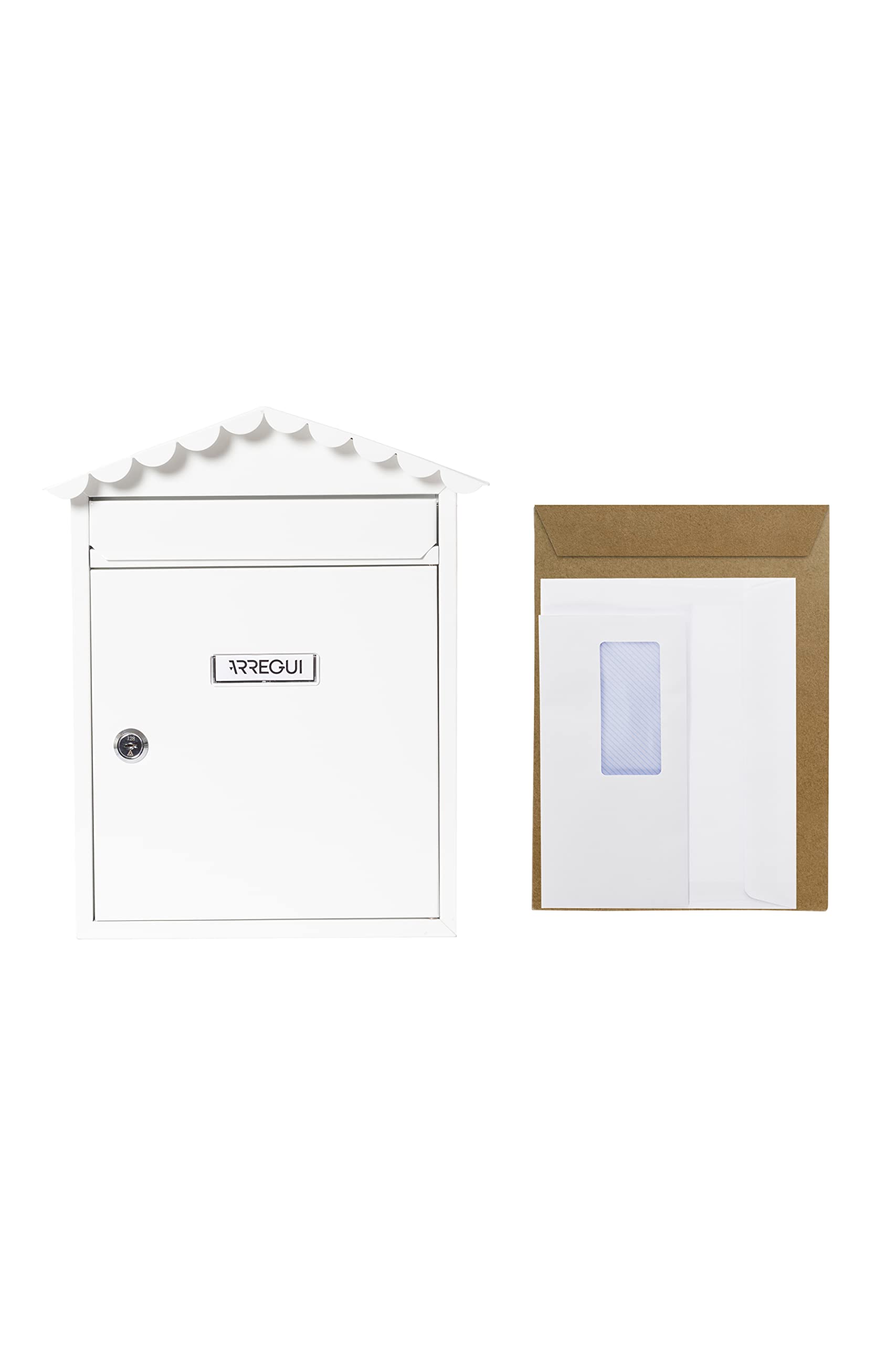 ARREGUI Visit E5741 Boîte aux Lettres en Acier, Taille M (Courrier Format A4, Magazine), Boîte aux Lettres individuelle, Boîte aux Lettres Murale, Anti-Pluie, Facile à Installer, Blanc