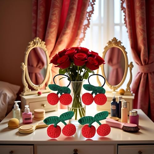 4 Pcs Red Cherry Hair Clips and Barrettes - Vintage Style - Adults, Women, Girls - 1 Count (Pack of 1) - Cotton and Acrylic - Hair Clip miniatura 6