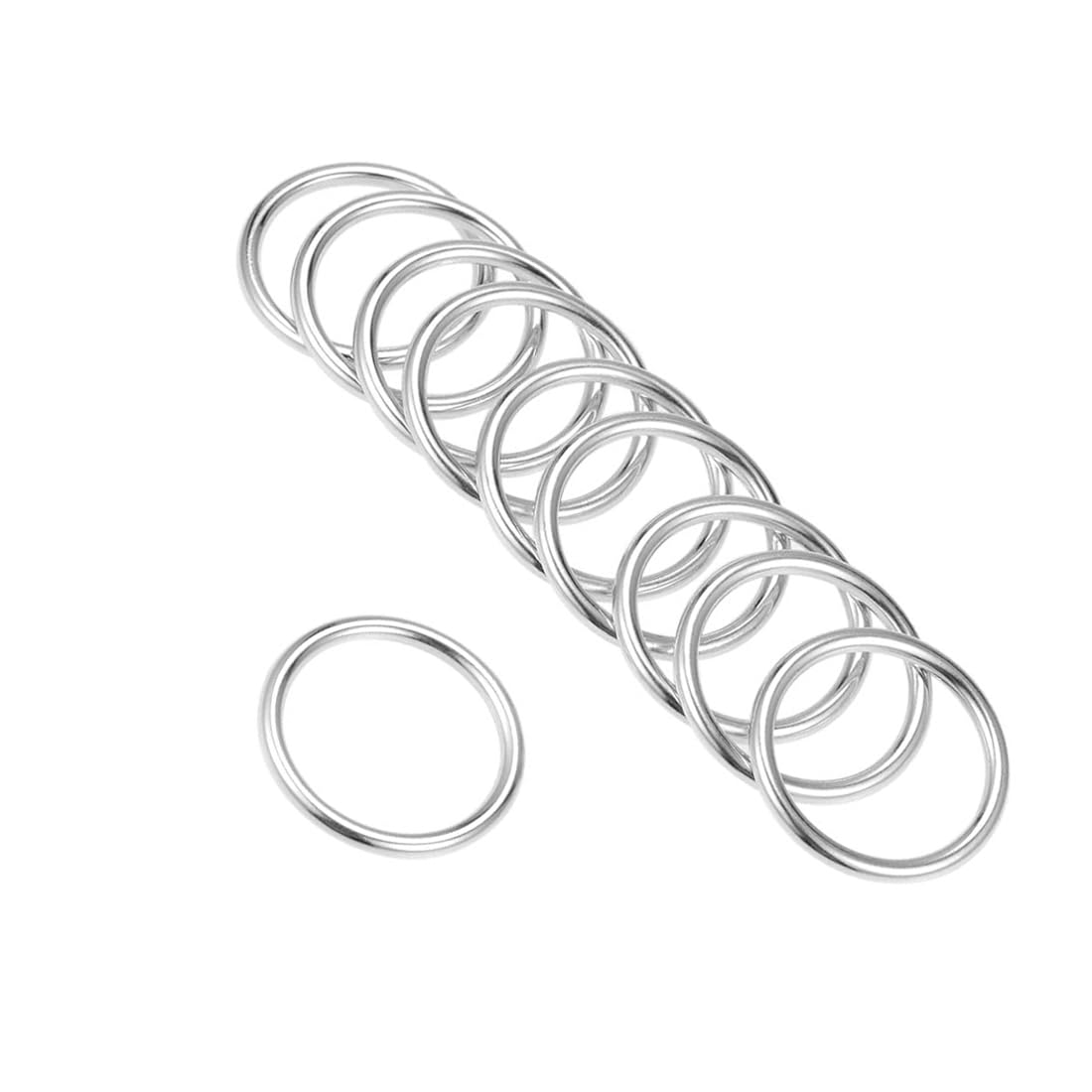 Unifizz 0.39"(10mm) Metal O Rings 1.6mm Thick Non-Welded Multi-Purpose Buckles for Bag Straps Belts Macrame Pet Leashes DIY Crafts Silver 20pcs — image 1