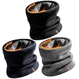 FURTALK 3 Pack Winter Scarf for Men Neck Gaiter Women Face Cover Neck Warmer Cold Weather Thick Warm Scarves BlackGreyNavy