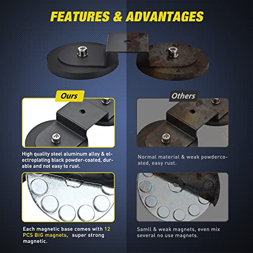Image of Nilight 2PCS Magnetic Base Light Bar Mounts Universal Fit Strong Sucker Holder W /Rubber Boot for LED Pod Work Lights Auxiliary Driving Lamp on Roof Hood of Off Road Truck SUV Tractor Golf Cart Boats