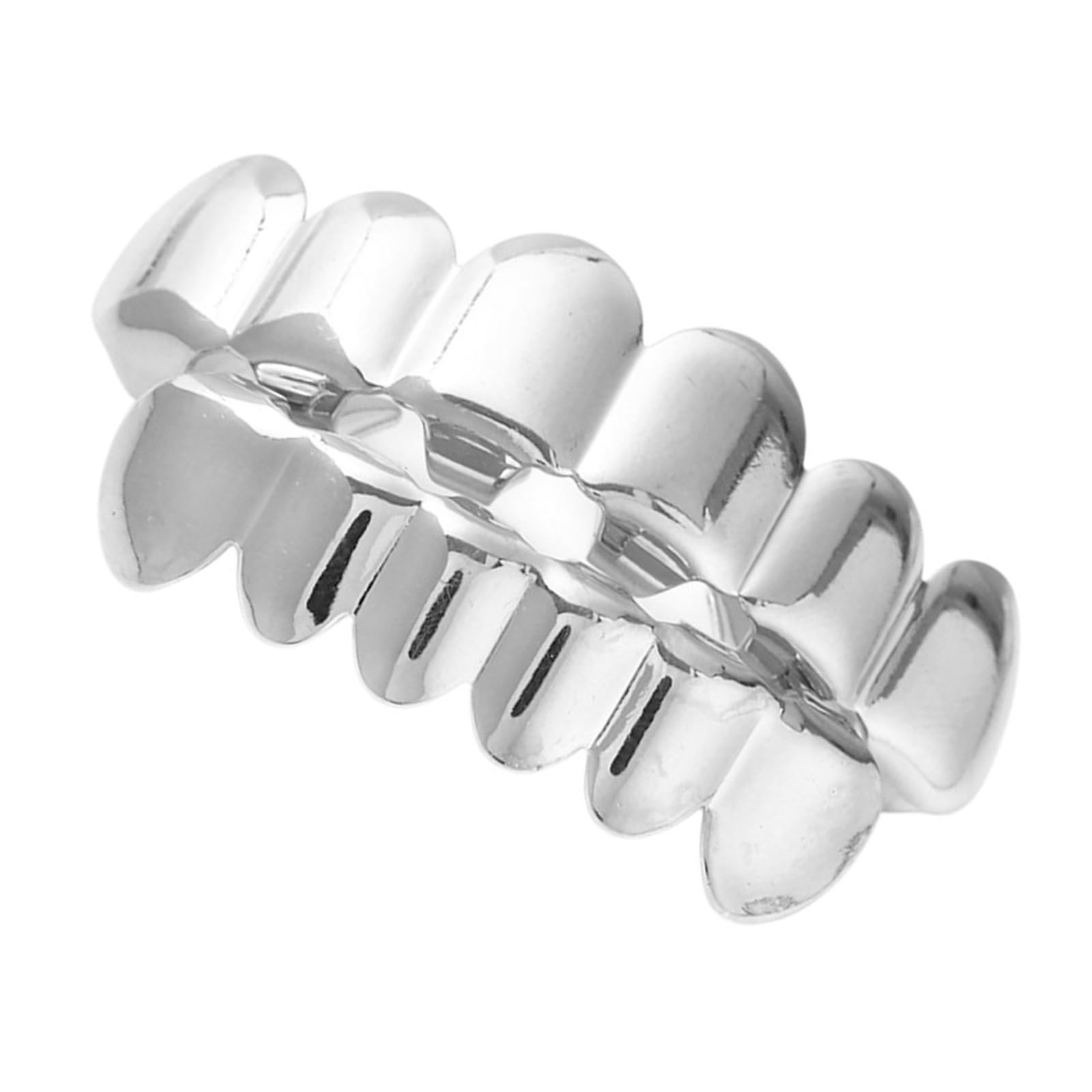Buxuaaaa Silver Removeable Top And Bottom Mouth Grillzs Set Dentals Grills For Trendsetters Comfortable Wear Tooth Caps Accessories Coppers Grillzs Set