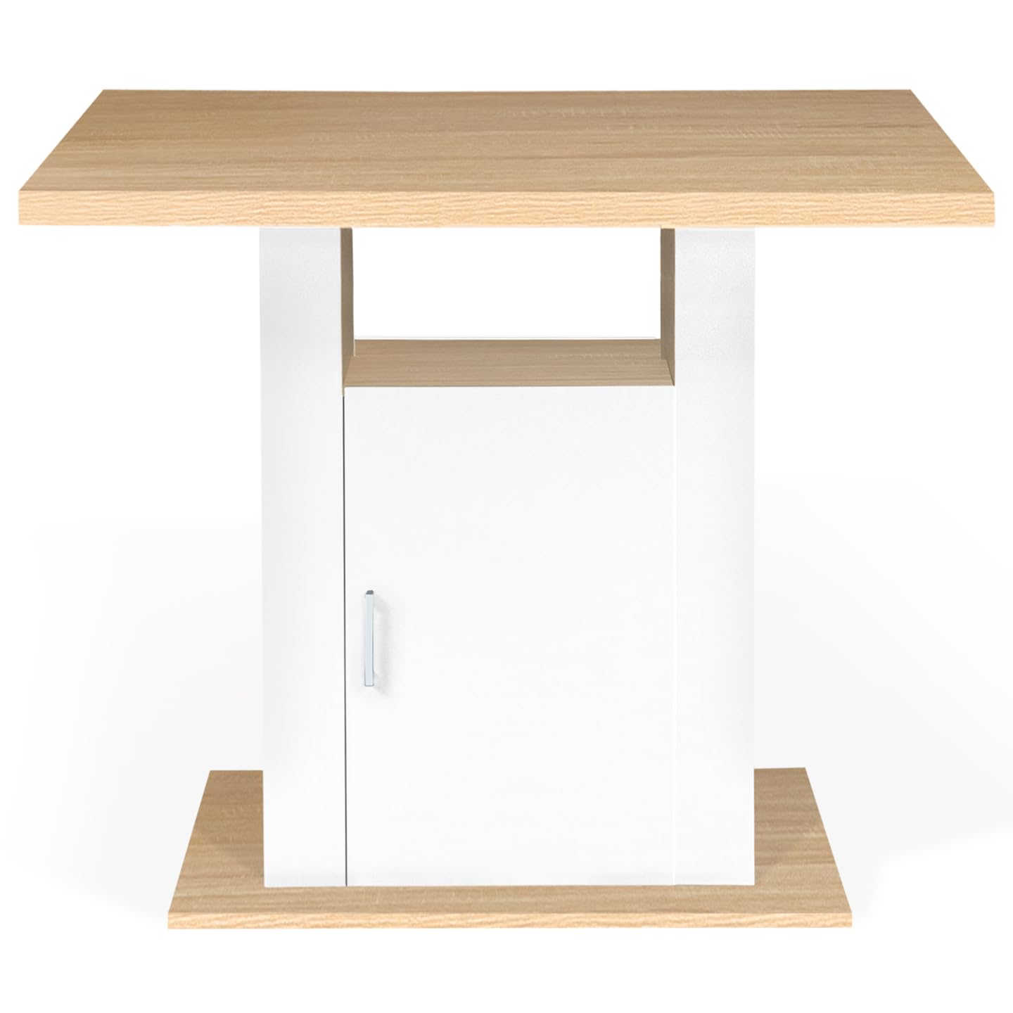 IDMarket - Ilot central UGO 110 cm bois blanc et imitation hêtre avec rangements