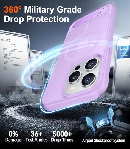 Image of Magnetic Compatible with iPhone 15 Pro Case, [Built-in Invisible Kickstand][Compatible with MagSafe][Military Grade Shockproof] Slim Translucent Matte Phone Case for iPhone 15 Pro 6.1 inch