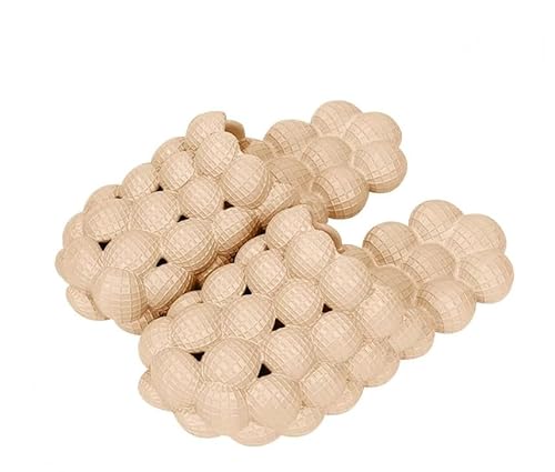 Image of Bubble Slides Massage Slippers For Women Men Non-Slip Spa Gym Bubble Slippers, Soft Pillow Stress Relief Slide (Beige, US Footwear Size System, Adult, Women, Numeric Range, Medium, 9.5, 10)