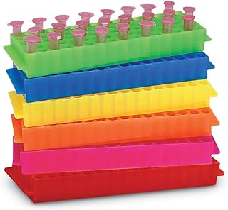 Heathrow Scientific HS29025B 80-Well Microtube Rack, Blue (Pack of 5), Fluid_Ounces, Degree C, Polypropylene, (Pack of 5)