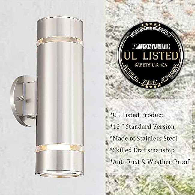 Cerdeco Modern Porch Light Outdoor Wall Lighting Cylinder Wall Sconce Nickel Finished