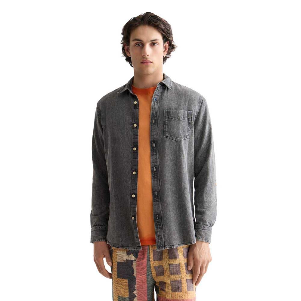 Scotch & Soda Washed 1 Pocket Black Denim Shirt Camisa Hombre