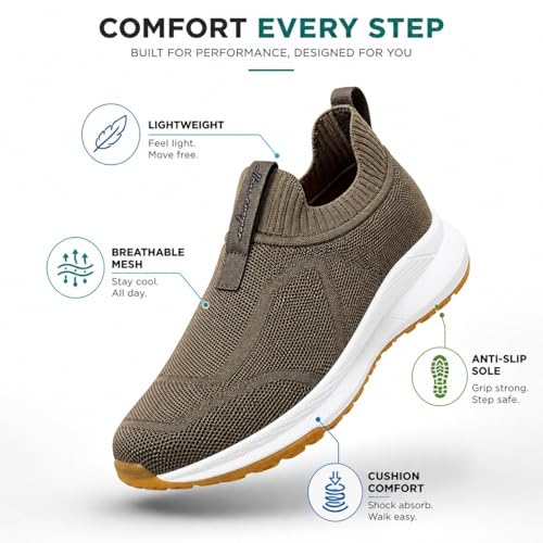 Image of Allen Cooper Training,Men's Lightweight Running Shoes | Breathable Mesh Sneakers with Cushion Comfort & Anti-Slip Sole | Walking, Gym, Training & Daily Wear Sports Shoes(651|TurboBoost|Color Options- Black,Olive,Green,Blue /Size-6,7,8,9,10)