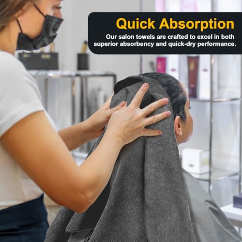 Image of UNIMADE Salon Towels 24 Pack, Super Soft Microfiber Gym Towels, Highly Absorbent Hair-Drying Cloth for Gym, Bath, Spa Use and Home Beauty Care - Grey (16x29 inch)