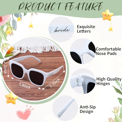 4pcs Bride and Groom Sunglasses Set - Bridal Shower Wedding Gifts, Bride and Groom Gifts, Wedding Honeymoon Sunglasses, Mr and Mrs Luggage Tags, Honeymoon Travel Bachelorette Gift2