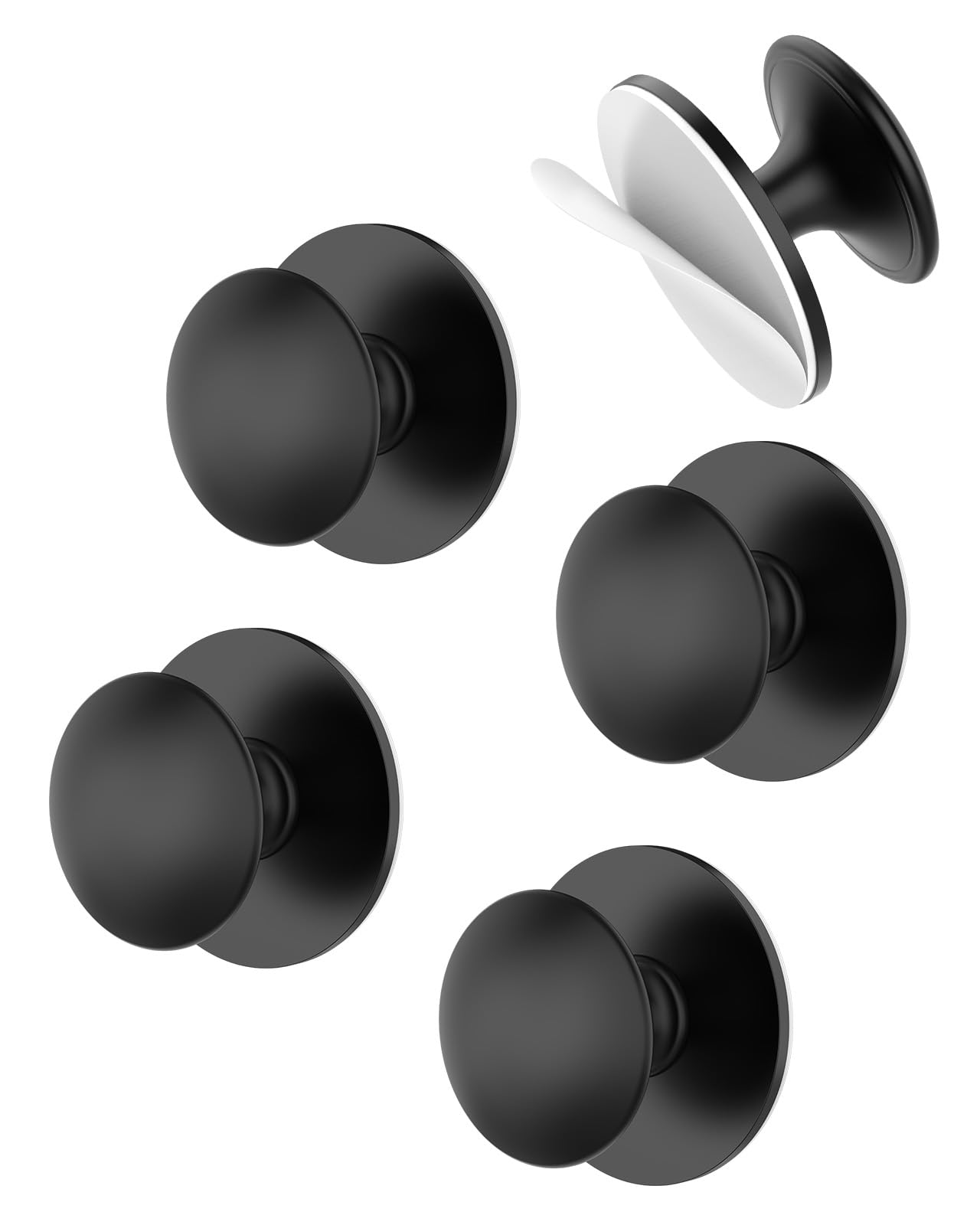 MeBantoo 10 Pack Black Self-Adhesive Cabinet Knobs, Self-Stick Hardware Kitchen Cabinet Handles, No-Punch Peel and Stick Drawer Knobs for