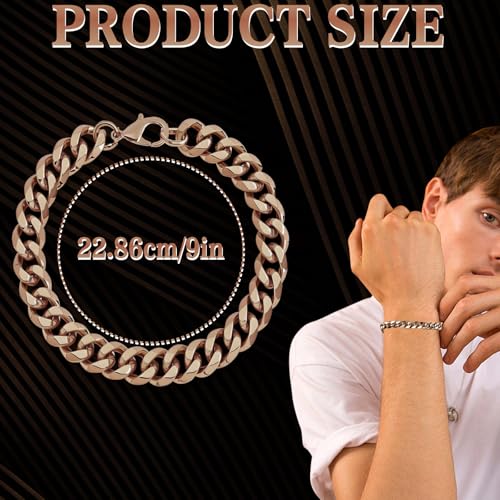 Pure Copper Bracelet for Men, Jewelry Gift Solid Copper Link Comfortable Wear Fashionable 8.5in Chain Valentine's Day Men Women Buckle Design Accessories Rose Gold2