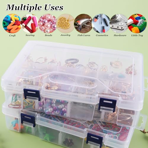 Image of LDXURU 6 Pack Small Tackle Box Organizer, 8 Grids Plastic Organizer Box with Adjustable Dividers, Clear Plastic Storage Container for Craft, Beads, Tackle, Small Parts