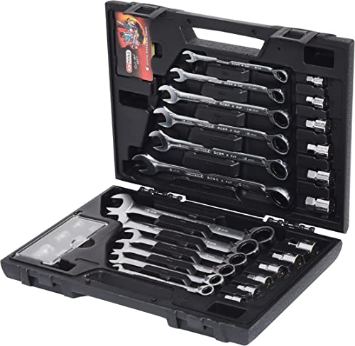 Ks Tools 503.4960 - Coffret de 10 clés mixtes à cliquet RING STOP® - Gamme GEARplus® - En chrome Vanadium - Finition Satinée