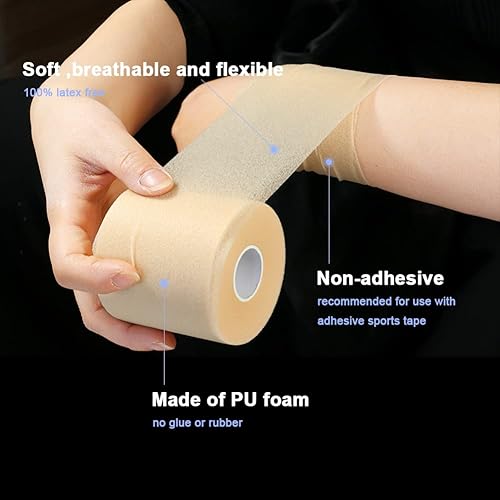 Miniatura 2 de 4 rollos de cinta preenvoltura de 2.75 pulgadas x 30 yardas, cinta atlética preenvuelta, diademas preenvolventes para fútbol de cabello, envoltura