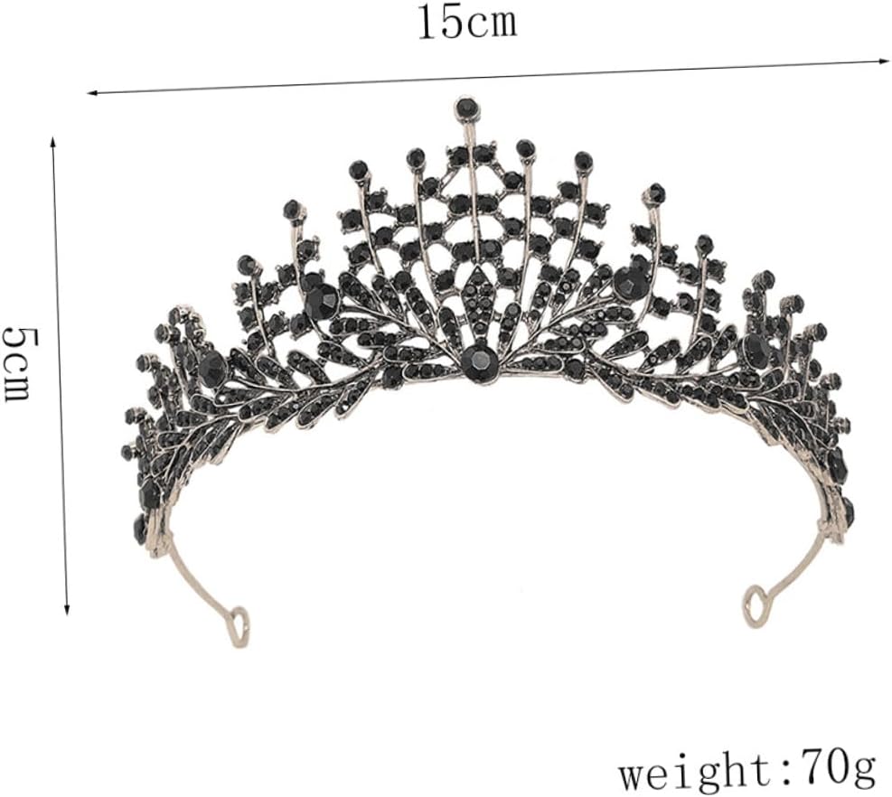 Ipetboom Baroque Bridal Crown Black Tiara for Women Vintage Birthday Queen Headpiece Wedding Dress Accessory Retro Gothic Circlet Party Hair Jewelry