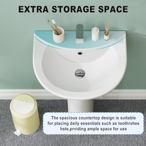 Bathroom Pedestal Sink, Pedestal Sink Combo for Restroom, 20''L X 17"W White Freestanding Ceramic Pedestal Sink With Overflow Hole and Pre-Drilled Single Hole