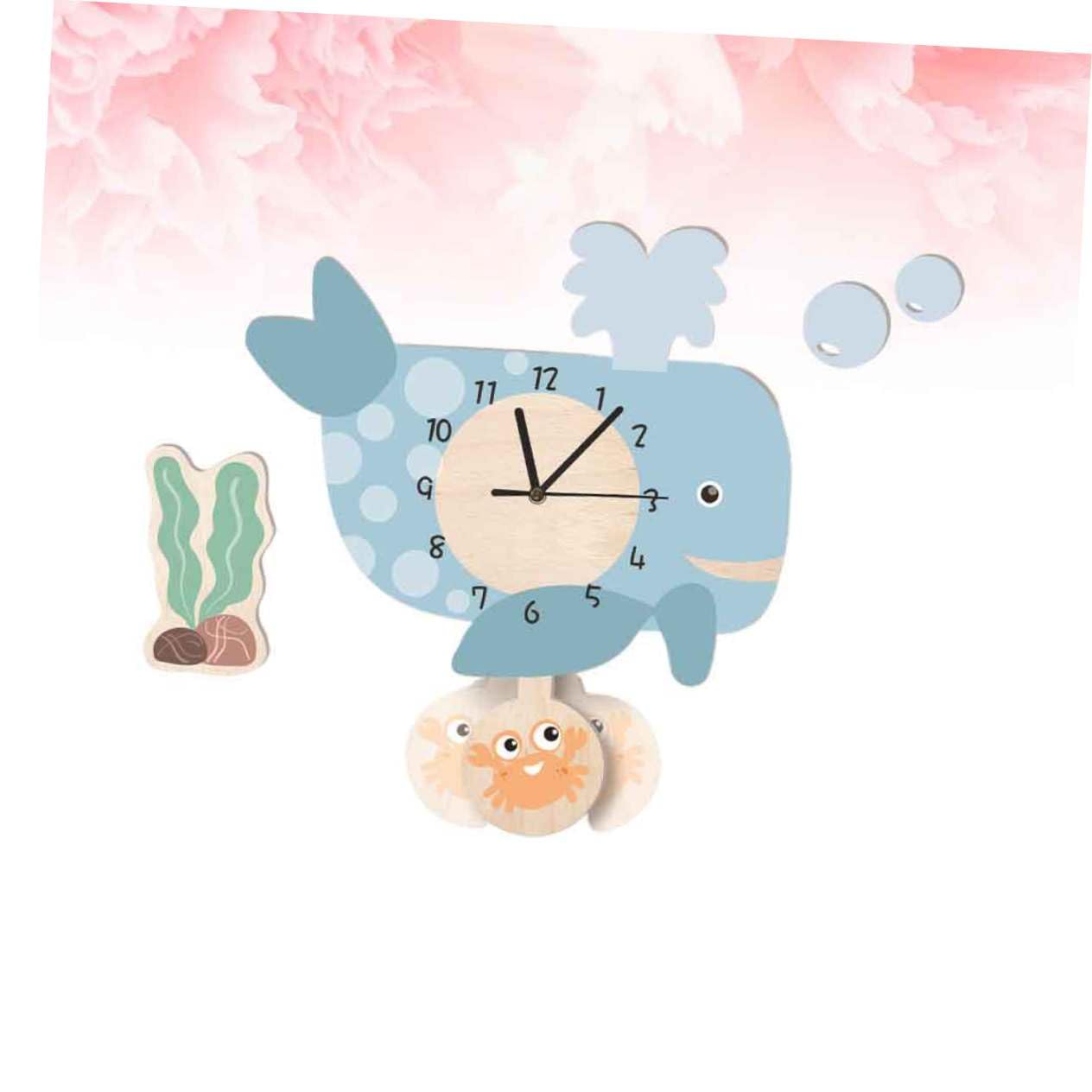 Reloj de Pared Colgante Ballena de Dibujos Animados Silencioso, Material Ecológico, para Jardín de Infantes y Sala de Estar, Decoración de Pared Creativa