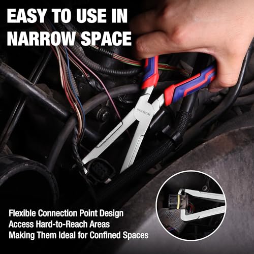Image of WORKPRO Electrical Disconnect Pliers, 8 Inch Automotive Electrical Connector Pliers with Ergonomic Handle, Fixion Tools Pliers, Automotive Plug Removal Tool for Car Fuel Pump, Spark Plug