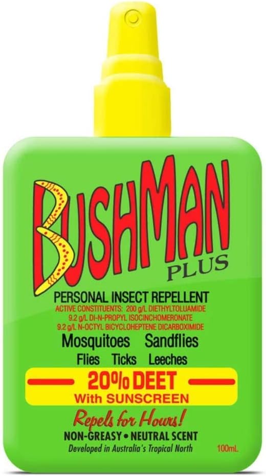 Bushman Plus 20 Deet with Sunscreen DryGel Pump Spray 100 ml, 100
