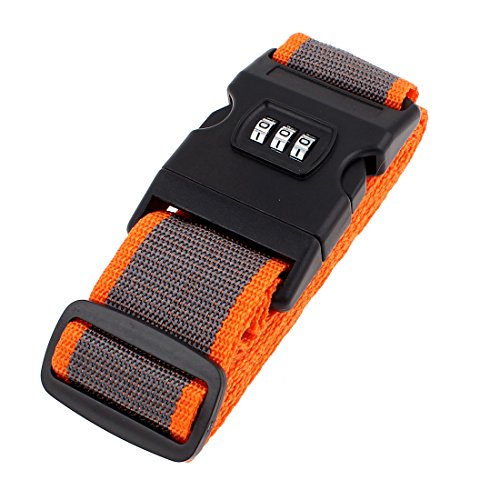 uxcell Release Buckle 3 Digits Password Combination Luggage Strap Orange Gray